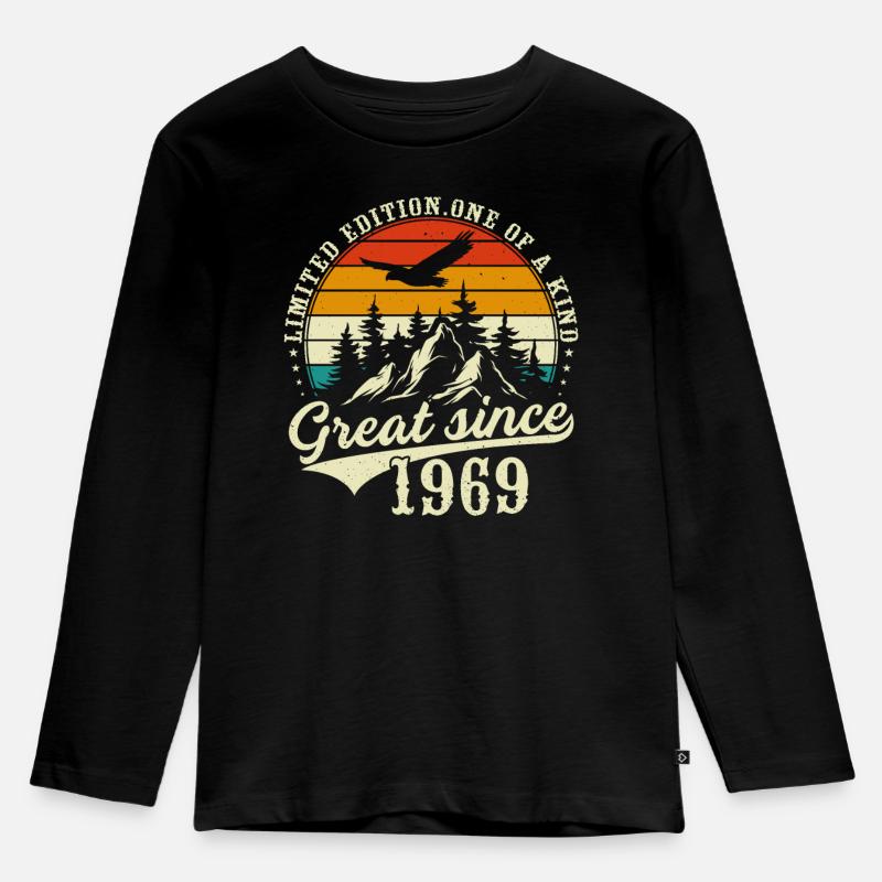 Einzigartig seiner Art seit 1969 - Kinder Premium Bio Langarmshirt - Schwarz