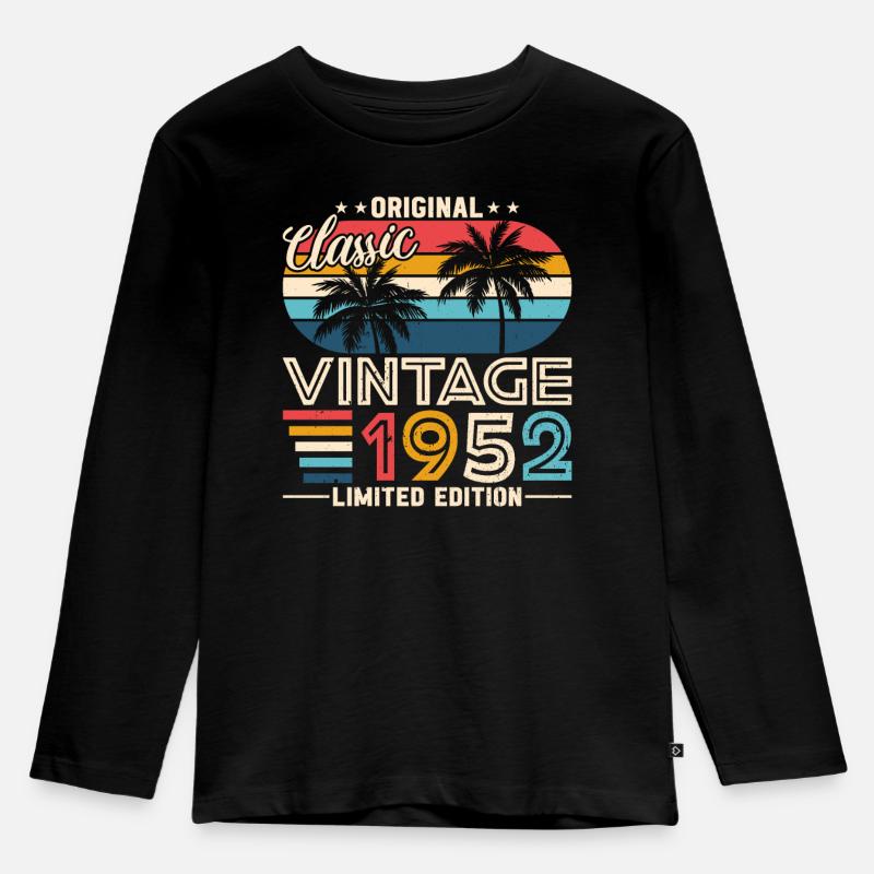 Vintage 1952 Retro Geburtstag - Kinder Premium Bio Langarmshirt - Schwarz