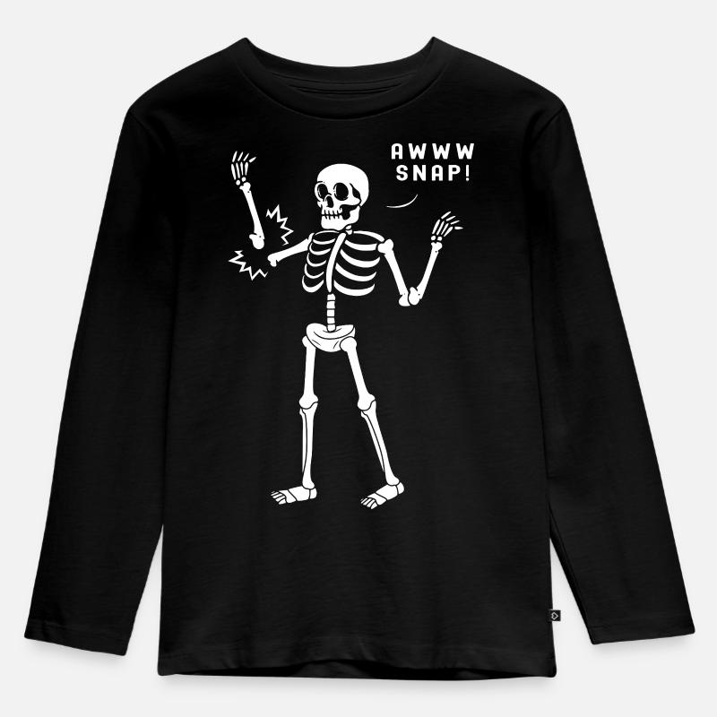 Knochenbruch Halloween Skelett Knochen Armbruch - Kinder Premium Bio Langarmshirt - Schwarz