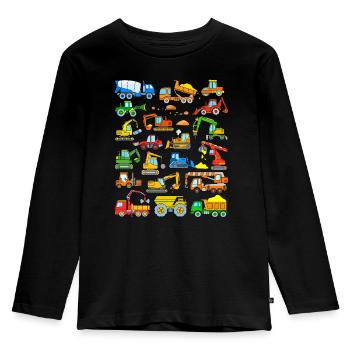 Camion Pelle Bulldozer Chariot élévateur Chantier de construction - T-shirt manches longues Premium Enfant - noir - Devant - AI Model Kid Male (0cm)