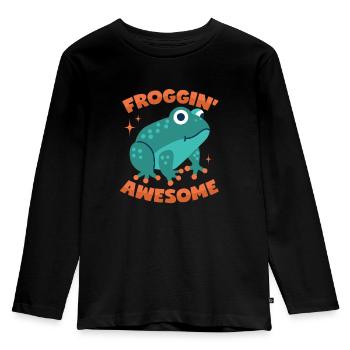 Jeu de mots de grenouille - T-shirt manches longues Premium Enfant - noir - Devant - AI Model Kid Male (0cm)