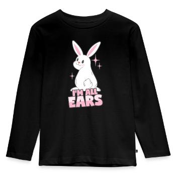 Hase: Ich bin ganz Ohr - Kinder Premium Bio Langarmshirt - Schwarz - Vorne - AI Model Kid Male (0cm)