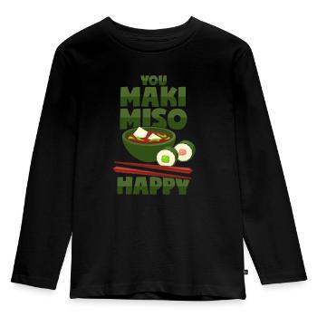 Maki & Miso - Japanisches Essen - Kinder Premium Bio Langarmshirt - Schwarz - Vorne - AI Model Kid Male (0cm)