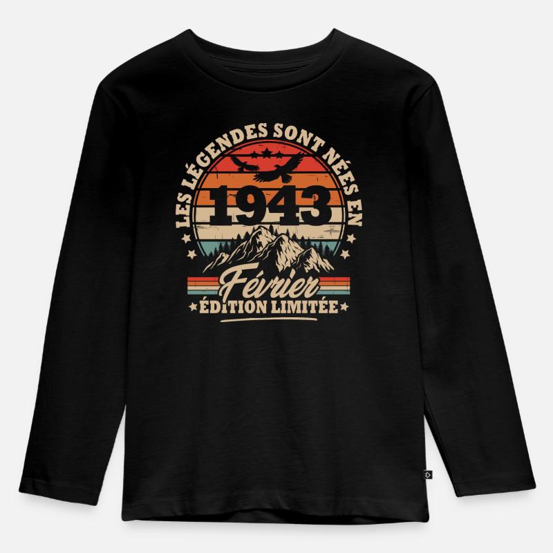 Geburtstagsgeschenk geboren im Februar 1943 - Kinder Premium Bio Langarmshirt - Schwarz