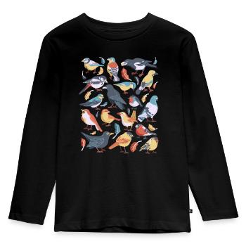 Vögel - Kinder Premium Bio Langarmshirt - Schwarz - Vorne - AI Model Kid Male (0cm)