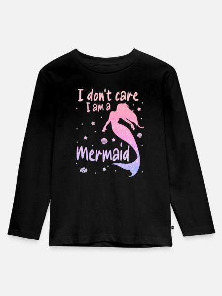 Meerjungfrau Fabel Meerjungfrauen Märchen - Kinder Premium Bio Langarmshirt - Schwarz