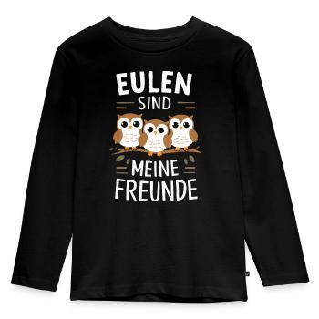 Nachteule Eule Eulen Vogel - Kinder Premium Bio Langarmshirt - Schwarz - Vorne - AI Model Kid Male (0cm)