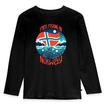 Pêche en Norvège - T-shirt manches longues Premium Enfant - noir - Devant - AI Model Kid Male (0cm)