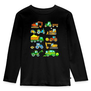 Excavatrice Tracteur Enfants - T-shirt manches longues Premium Enfant - noir - Devant - AI Model Kid Male (0cm)