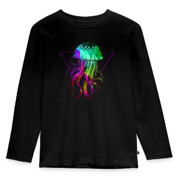 Bunte Qualle - Kinder Premium Bio Langarmshirt - Schwarz - Vorne - AI Model Kid Male (0cm)