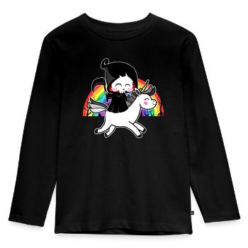 Death Is Magic - Unicorn Grim Reaper Rainbow - Kids' Premium Longsleeve Shirt - black - Front - AI Model Kid Male (0cm)