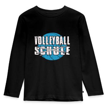 Volleyball Statt Schule Volleyballer Geschenkidee - Kinder Premium Bio Langarmshirt - Schwarz - Vorne - AI Model Kid Male (0cm)