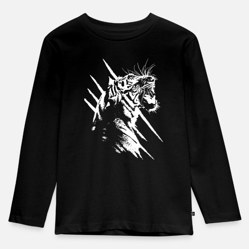 Tiger - Kinder Premium Bio Langarmshirt - Schwarz