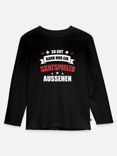 Skatspieler Spruch Skat Geschenk - Kinder Premium Bio Langarmshirt - Schwarz