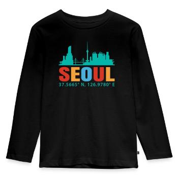 Séoul - T-shirt manches longues Premium Enfant - noir - Devant - AI Model Kid Male (0cm)