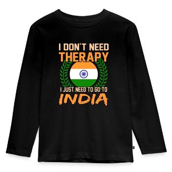 Indien - Kinder Premium Bio Langarmshirt - Schwarz - Vorne - AI Model Kid Male (0cm)