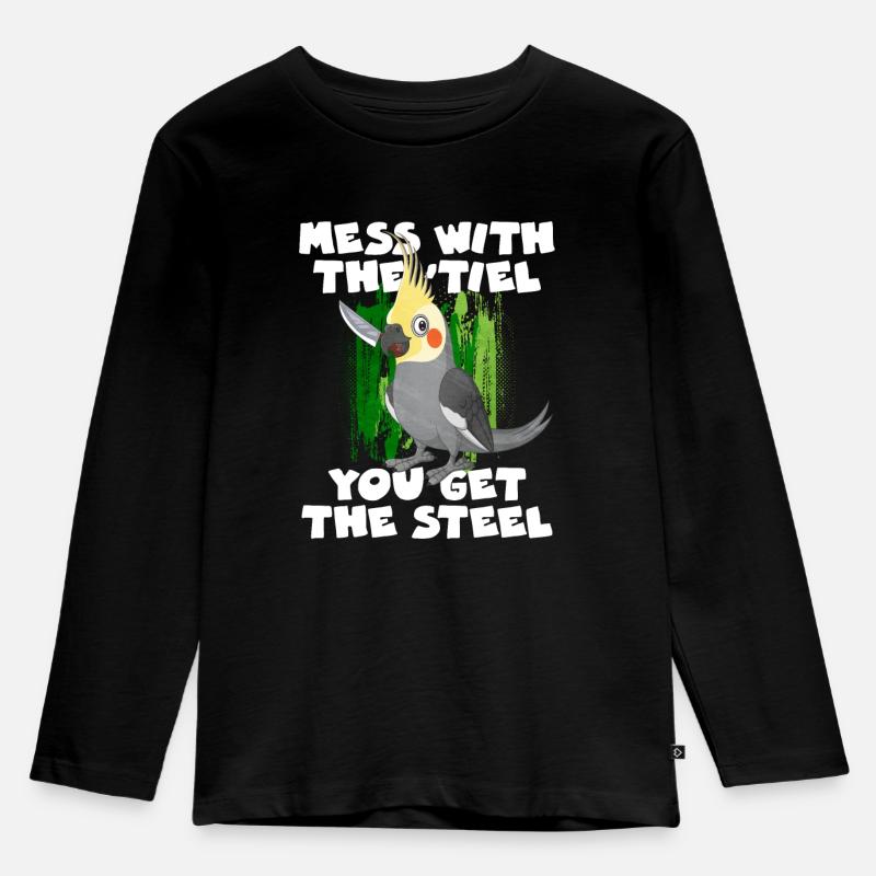 Afrikanisches Graupapagei Geschenk - Kinder Premium Bio Langarmshirt - Schwarz