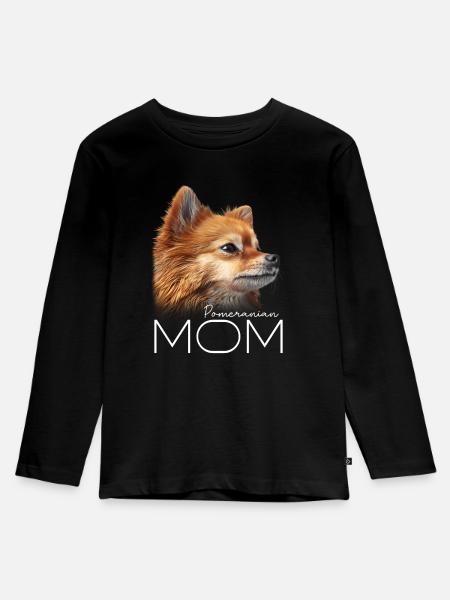 Pomeranian Mama - Kinder Premium Bio Langarmshirt - Schwarz