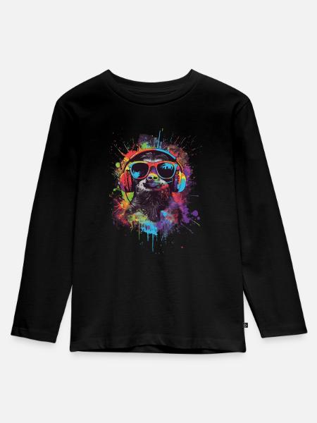 Faultier - Kinder Premium Bio Langarmshirt - Schwarz