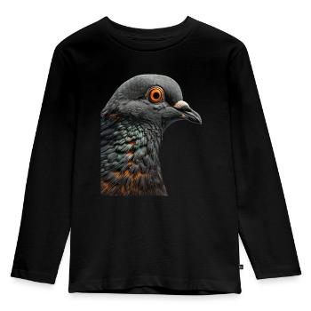 Taube - Kinder Premium Bio Langarmshirt - Schwarz - Vorne - AI Model Kid Male (0cm)