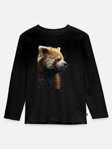 Roter Panda - Kinder Premium Bio Langarmshirt - Schwarz