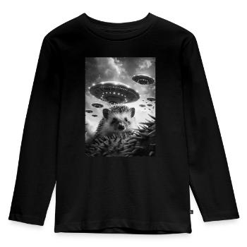 Hérisson Ovni Selfie - T-shirt manches longues Premium Enfant - noir - Devant - AI Model Kid Male (0cm)