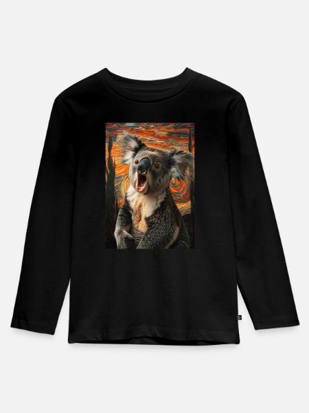 Koala - Kinder Premium Bio Langarmshirt - Schwarz