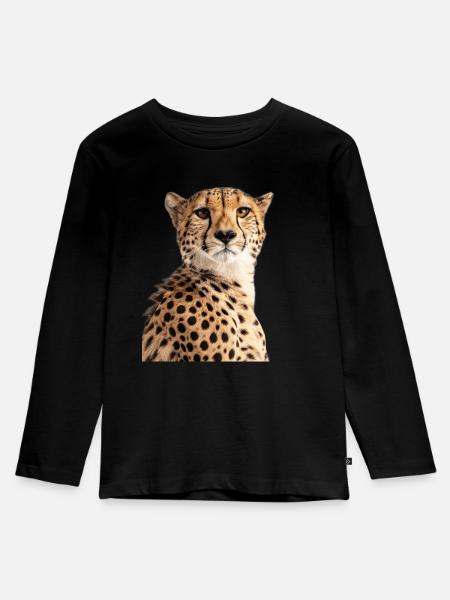 Gepard - Kinder Premium Bio Langarmshirt - Schwarz