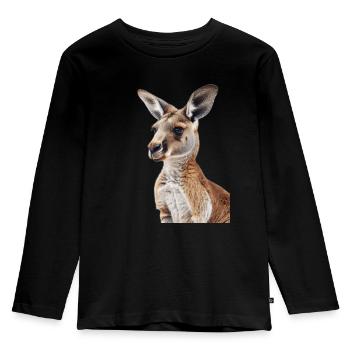 Känguru - Kinder Premium Bio Langarmshirt - Schwarz - Vorne - AI Model Kid Male (0cm)