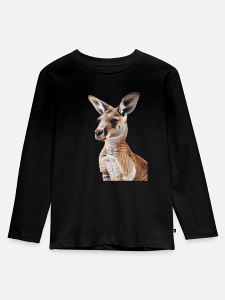 Känguru - Kinder Premium Bio Langarmshirt - Schwarz