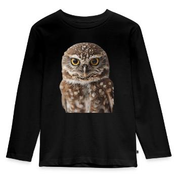 Eule - Kinder Premium Bio Langarmshirt - Schwarz - Vorne - AI Model Kid Male (0cm)