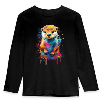 Otter - Kinder Premium Bio Langarmshirt - Schwarz - Vorne - AI Model Kid Male (0cm)