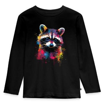 Waschbär - Kinder Premium Bio Langarmshirt - Schwarz - Vorne - AI Model Kid Male (0cm)