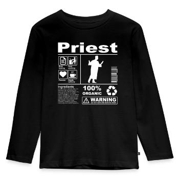 Priest Product Description - Kids' Premium Longsleeve Shirt - black - Front - AI Model Kid Male (0cm)