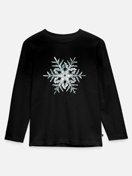 Schneekristall - Kinder Premium Bio Langarmshirt - Schwarz