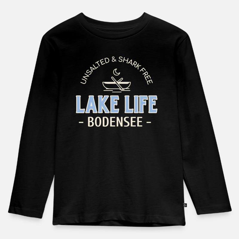 Lake Life Bodensee - Kinder Premium Bio Langarmshirt - Schwarz