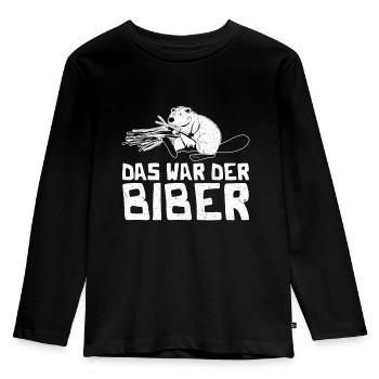 Biber Biberdamm Spruch - Kinder Premium Bio Langarmshirt - Schwarz - Vorne - AI Model Kid Male (0cm)