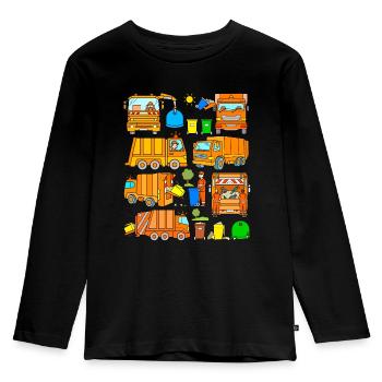 Garbage truck design garbage trucks young garbage collection - Kids' Premium Longsleeve Shirt - black - Front - AI Model Kid Male (0cm)