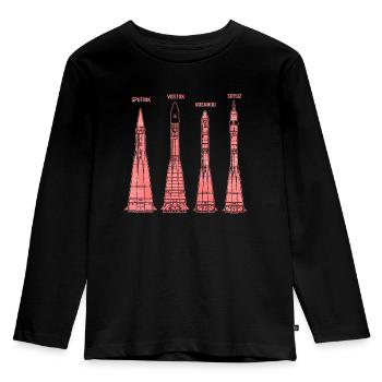 Sputnik Vostok Voskhod Soyuz Raketen - Kinder Premium Bio Langarmshirt - Schwarz - Vorne - AI Model Kid Male (0cm)