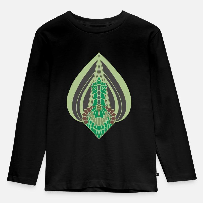 Grünes Blatt - Kinder Premium Bio Langarmshirt - Schwarz