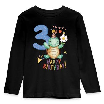 Kind Schildkröte 3 Jahre 3. Geburtstag - Kinder Premium Bio Langarmshirt - Schwarz - Vorne - AI Model Kid Male (0cm)