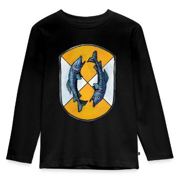 Armoiries Poissons - T-shirt manches longues Premium Enfant - noir - Devant - AI Model Kid Male (0cm)