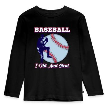 Baseball Pitcher Batter - Kinder Premium Bio Langarmshirt - Schwarz - Vorne - AI Model Kid Male (0cm)