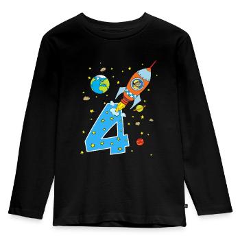 Rocket 4 years birthday children - Kids' Premium Longsleeve Shirt - black - Front - AI Model Kid Male (0cm)