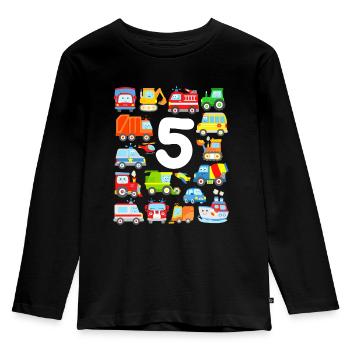 5 ans enfants d’anniversaire véhicules voitures - T-shirt manches longues Premium Enfant - noir - Devant - AI Model Kid Male (0cm)