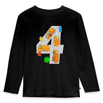 Ramassage des ordures-ménagères 4e anniversaire - T-shirt manches longues Premium Enfant - noir - Devant - AI Model Kid Male (0cm)