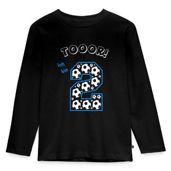 2. Geburtstag Fußball - Kinder Premium Bio Langarmshirt - Schwarz - Vorne - AI Model Kid Male (0cm)