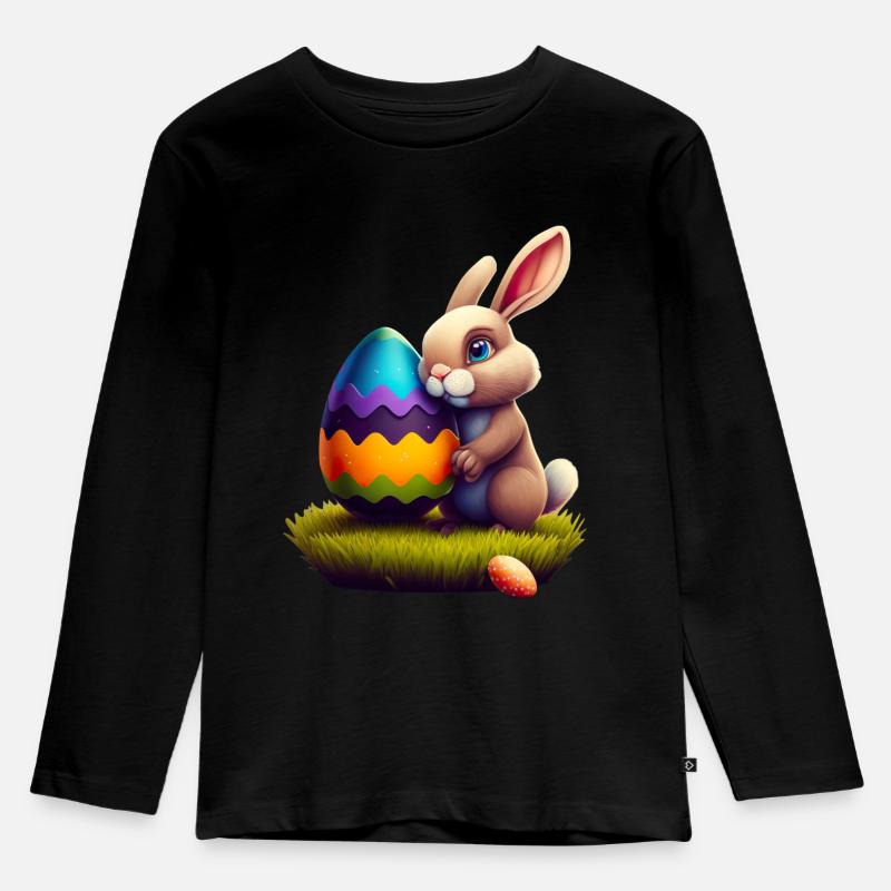Easter Rabbit - Kinder Premium Bio Langarmshirt - Schwarz