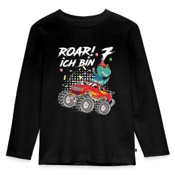 7. Geburtstag Kindergeburtstag Roar Ich Bin 7 - Kinder Premium Bio Langarmshirt - Schwarz - Vorne - AI Model Kid Male (0cm)