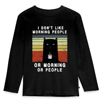 Ich hasse Morgen Menschen und Morgen und Menschen - Kinder Premium Bio Langarmshirt - Schwarz - Vorne - AI Model Kid Male (0cm)